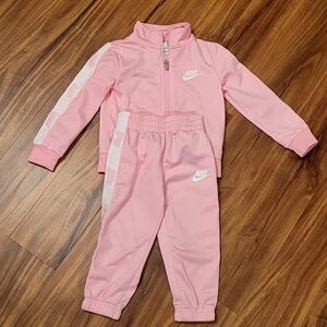 Nike Toddler Pink and White Tracksuit